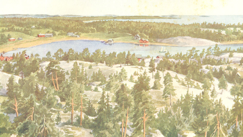 FINLAND. Hangö Fjord 1908 old antique vintage print picture